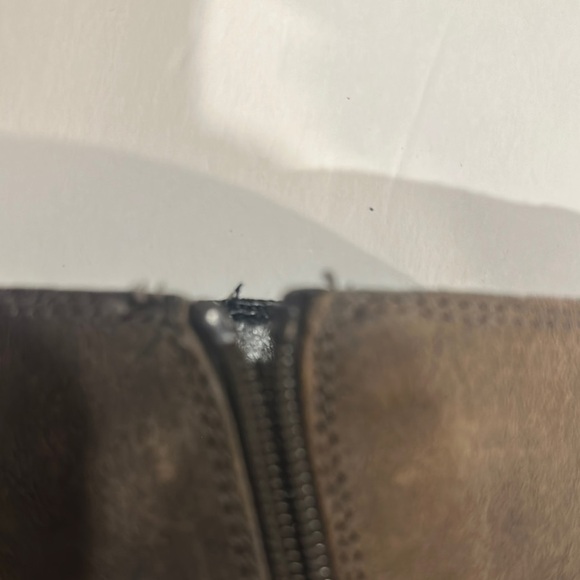 Franco Sarto Marlene leather upperBrown Ankle Boots thick heel zipper sides 7.5 - Picture 10 of 11